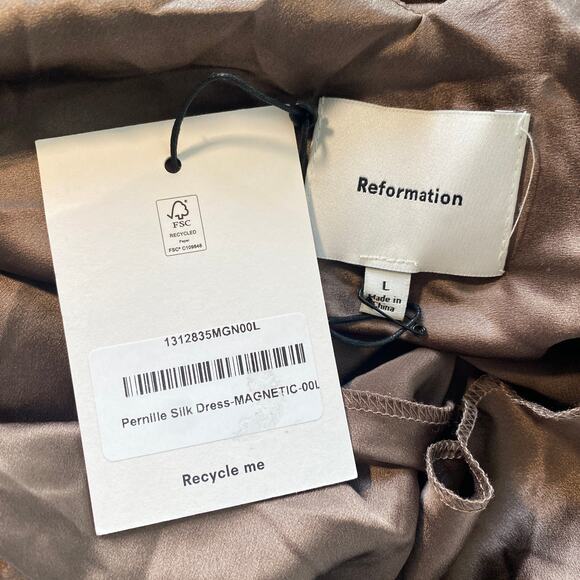 Reformation Pernille Silk Dress Magnetic - Picture 10 of 11